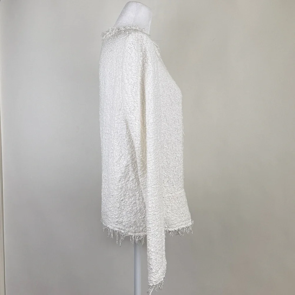 IRO Shavani White Boucle Fringe Lightweight Jacket Size 42 (Size 10)